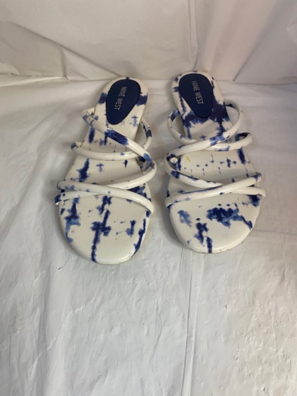 Nine West-Blue and white tie dye Strappy sandals, Women's size 9M